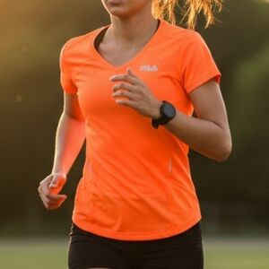 NWOT FILA M Neon Performance Wear Activewear Sporty Mesh Running Shirt